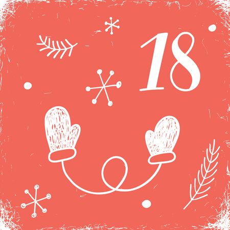Christmas advent calendar set. Printable card.のイラスト素材
