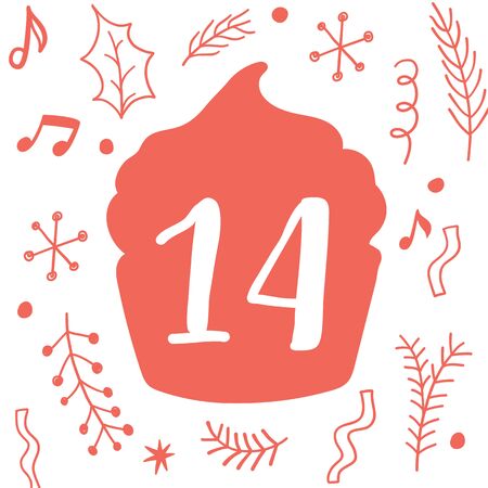Christmas advent calendar set. Printable card.のイラスト素材