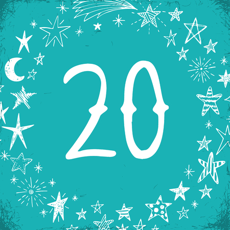 Christmas advent calendar set. Printable card.のイラスト素材