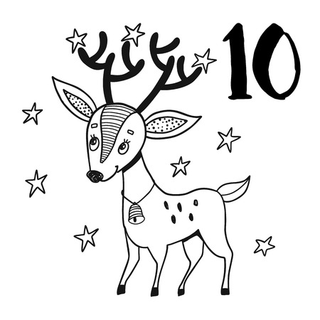 Christmas advent calendar set. Printable card.のイラスト素材