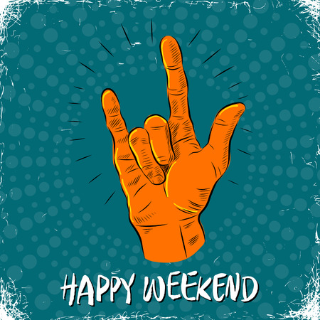 Happy weekend illustration with hand gestureのイラスト素材