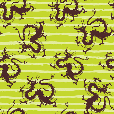 Seamless vector pattern with Traditional Chinese Dragonのイラスト素材
