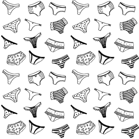 Seamless vector pattern with hand drawn doodle girl pantsのイラスト素材