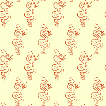 Serpent Chinese dragon vector seamless patternのイラスト素材