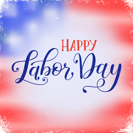 Vector Illustration Labor Day a national holiday of the United States. American Happy Labor Day Sale design poster with hand written calligraphic phrase.のイラスト素材