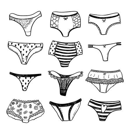 Hand drawn doodle underwear vector setのイラスト素材