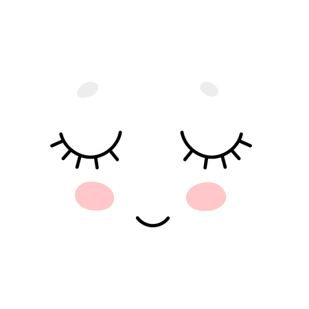 Cute cartoon face, Scandinavian print or poster designのイラスト素材