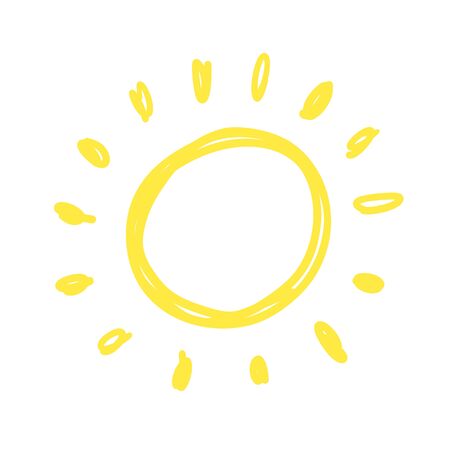 Funny doodle sun. Hand drawn vector icon.のイラスト素材