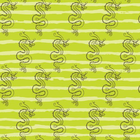 Serpent Chinese dragon vector seamless patternのイラスト素材