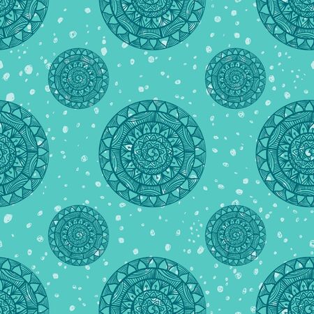Seamless pattern with black and white mandala. Coloring book page background.のイラスト素材