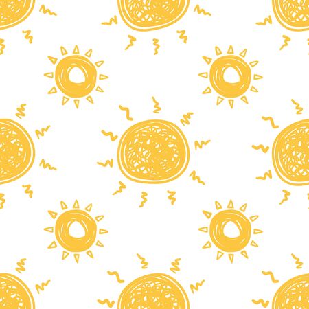 Seamless pattern with hand drawn doodle sunsのイラスト素材