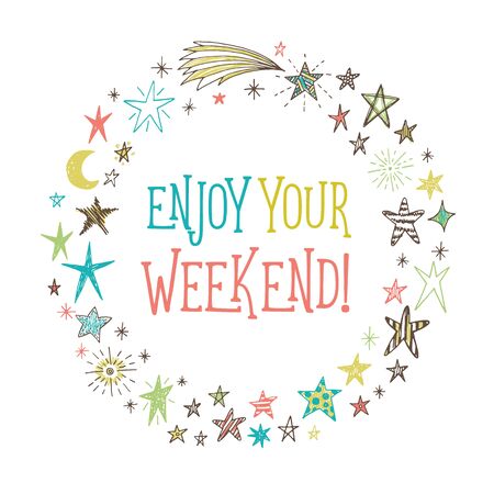 Enjoy your weekend! vector greeting card designのイラスト素材