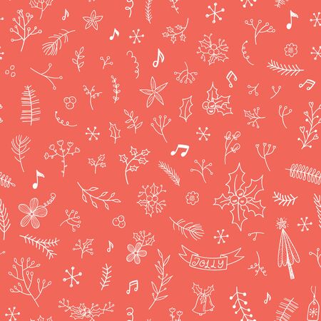 Seamless christmas doodle patternのイラスト素材