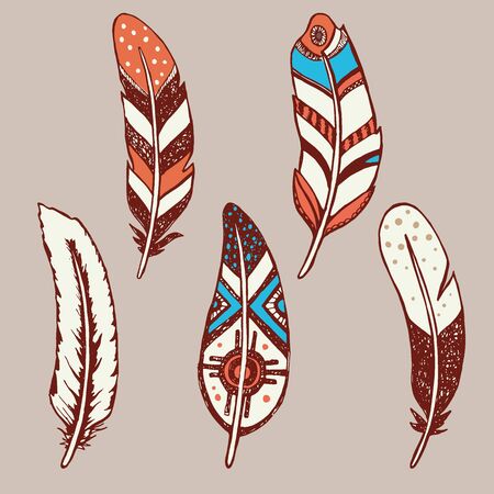 Hand drawn feathersのイラスト素材