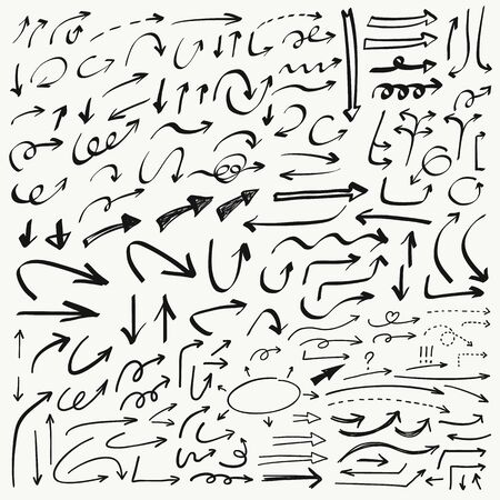 Hand drawn vector doodle arrows setのイラスト素材