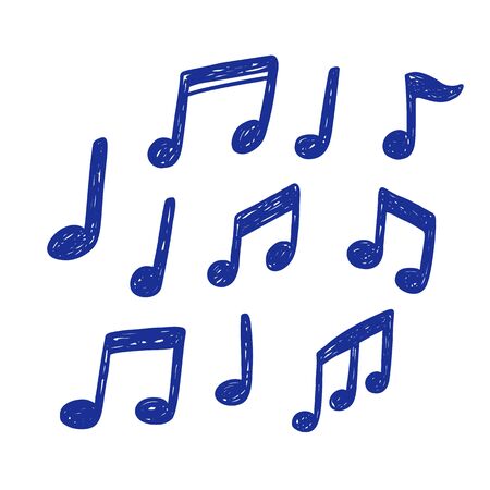 Set of hand drawn music note doodlesのイラスト素材