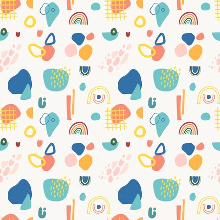 Seamless vector pattern with abstract shapes in modern contemporary collage style.のイラスト素材