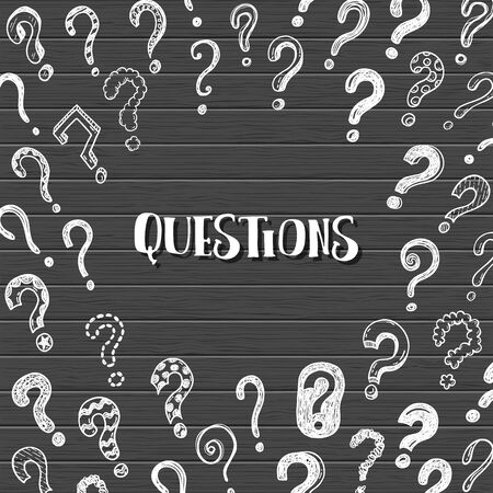 Doodle funny question marks hand drawn illustrationのイラスト素材