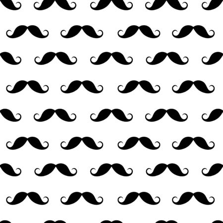 Vector seamless pattern with mustache silhouettes. Ideal for cards, invitations, baby shower, party, kindergarten, children room decoration.のイラスト素材