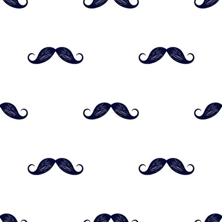 Vector seamless pattern with mustache silhouettes. Ideal for cards, invitations, baby shower, party, kindergarten, children room decoration.のイラスト素材