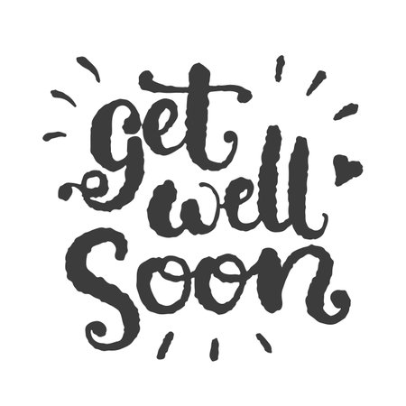 Get well soon vector text. Hand Lettering for invitation and greeting card, prints and posters.のイラスト素材