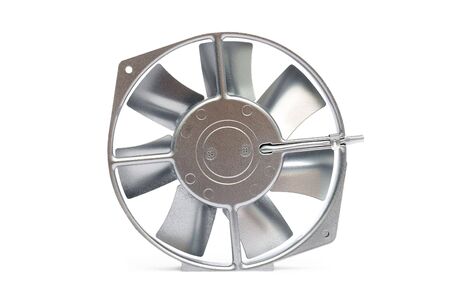 The silvery metal fan on a white backgroundの写真素材