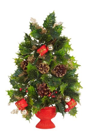 Decorative celebratory fur-tree on a white backgroundの写真素材