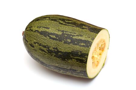 The cut vegetable marrow on a white backgroundの写真素材