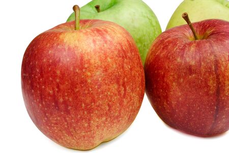 Red, green and yellow apples are isolated on a white backgroundの写真素材