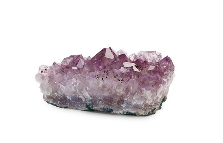 Crystals of amethyst are isolated on a white backgroundの写真素材