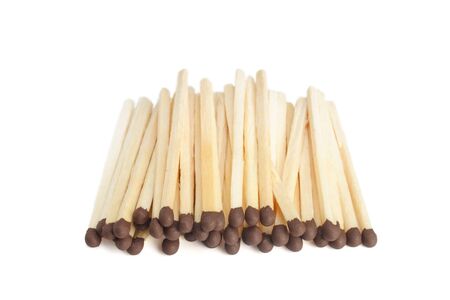 Heap of matches are isolated on a white backgroundの写真素材