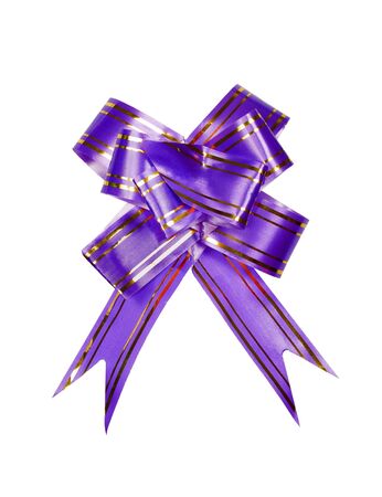 Decorative dark blue paper bow on a white backgroundの写真素材
