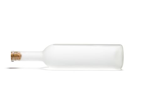 The white matte bottle closed by a fuse on a white backgroundの写真素材