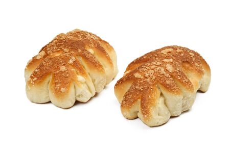 Two rich rolls it is isolated on a white backgroundの写真素材