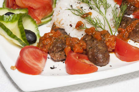 Turkish kebab lamb cutlet with vegetables の写真素材