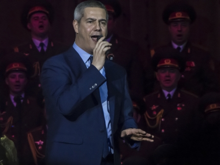 Speech by Alessandro Safina at chamber concert in the hall of the Red Army Ensemble Alexandrov with the song song "Luna", March 6, 2013のeditorial素材