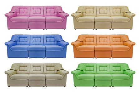 Modern sofa collection, isolated on white background, for office, home or hotel