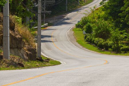 Curved road to the mountain in Tak, Thailand