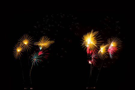 Fireworks in black sky, new year or independence day celebration