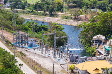 PHETCHABURI THAILAND  03 APRIL 2015  Small hydroelectric power plant at Kaeng Krachan Dam.のeditorial素材