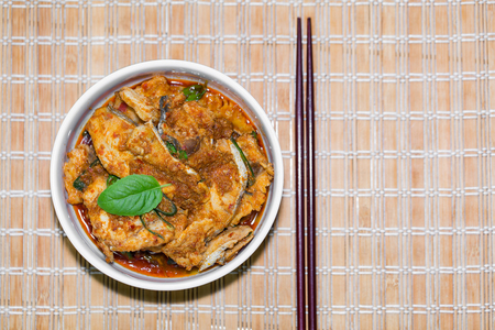 Giant sea catfish or Giant salmon catfish curry in a bowlの写真素材