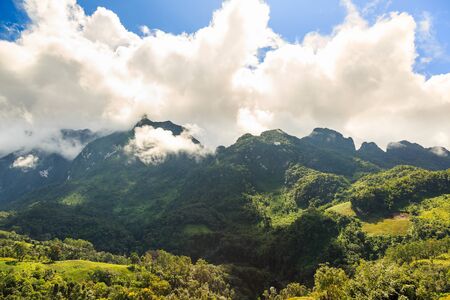 Doi Luang Chiang Dao on cloudy day, high mountain and trekking destination in Chiang Mai province, Thailandの写真素材