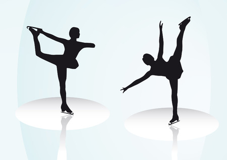 Figure skating outlines which are also as vector file available. Size and colors can be changed.のイラスト素材