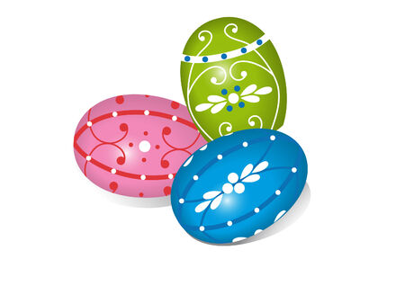 Drawing of colored Easter eggs with white backgroundのイラスト素材