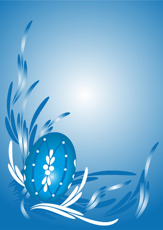 Background with swirls and a painted Eater egg in blue and white.のイラスト素材