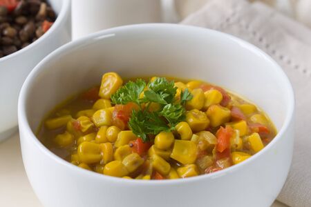 African Curry made from corn, coconut milk and paprika.の写真素材