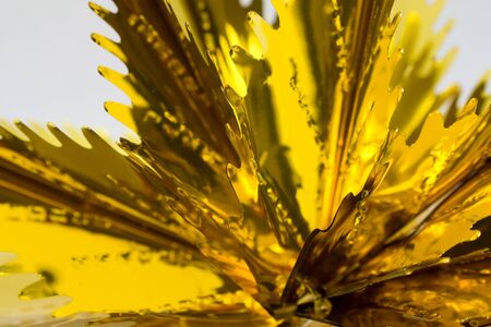 Close-up of a gold Christmas star.の写真素材