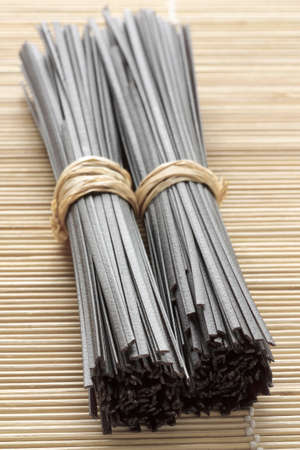 Selective focus image of black raw Japanes rice noodles.の写真素材
