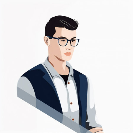 Handsome young man with glasses. Vector illustration in cartoon style.のイラスト素材