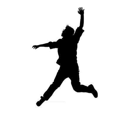 Vector silhouette of a boy jumping on white background. Eps 10.のイラスト素材